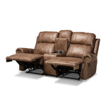 Load image into Gallery viewer, Baxton Studio Buckley Modern And Contemporary Light Brown Faux Leather Upholstered 2-Seater Reclining Loveseat With Console
