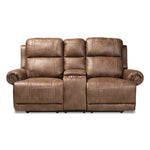 Load image into Gallery viewer, Baxton Studio Buckley Modern And Contemporary Light Brown Faux Leather Upholstered 2-Seater Reclining Loveseat With Console
