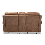 Load image into Gallery viewer, Baxton Studio Buckley Modern And Contemporary Light Brown Faux Leather Upholstered 2-Seater Reclining Loveseat With Console
