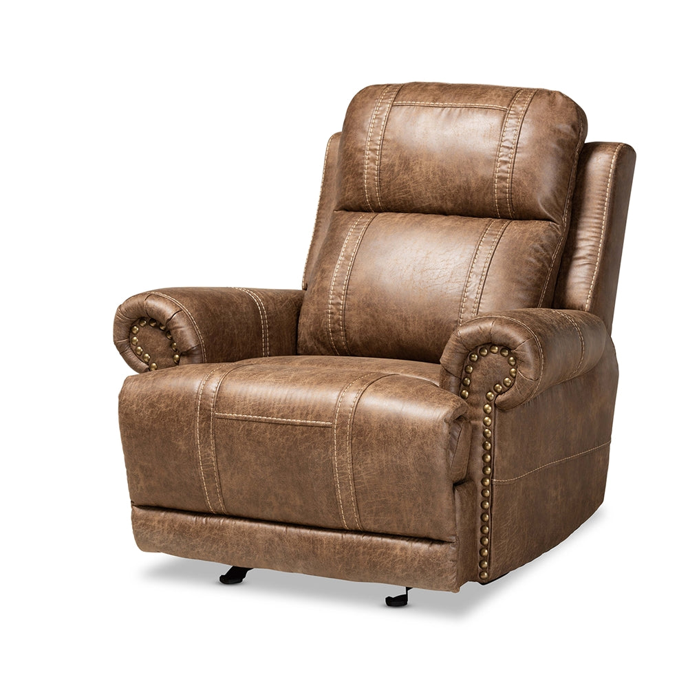 Baxton Studio Buckley Modern and Contemporary Faux Leather Upholstered Recliner