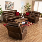 Load image into Gallery viewer, Baxton Studio Beasely Modern And Contemporary Distressed Brown Faux Leather Upholstered 3-Piece Living Room Set
