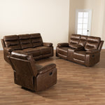 Load image into Gallery viewer, Baxton Studio Beasely Modern And Contemporary Distressed Brown Faux Leather Upholstered 3-Piece Living Room Set
