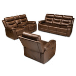 Load image into Gallery viewer, Baxton Studio Beasely Modern And Contemporary Distressed Brown Faux Leather Upholstered 3-Piece Living Room Set
