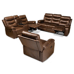 Load image into Gallery viewer, Baxton Studio Beasely Modern And Contemporary Distressed Brown Faux Leather Upholstered 3-Piece Living Room Set
