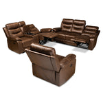 Load image into Gallery viewer, Baxton Studio Beasely Modern And Contemporary Distressed Brown Faux Leather Upholstered 3-Piece Living Room Set
