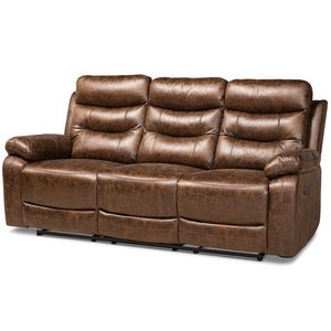 Baxton Studio Beasely Modern And Contemporary Distressed Brown Faux Leather Upholstered 3-Piece Living Room Set