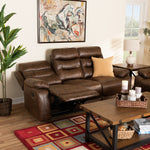 Load image into Gallery viewer, Baxton Studio Beasely Modern And Contemporary Distressed Brown Faux Leather Upholstered 3-Seater Reclining Sofa
