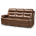 Load image into Gallery viewer, Baxton Studio Beasely Modern And Contemporary Distressed Brown Faux Leather Upholstered 3-Seater Reclining Sofa
