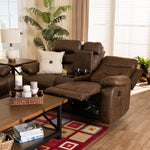 Load image into Gallery viewer, Baxton Studio Beasely Modern And Contemporary Distressed Brown Faux Leather Upholstered 2-Seater Reclining Loveseat
