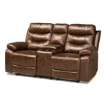 Load image into Gallery viewer, Baxton Studio Beasely Modern And Contemporary Distressed Brown Faux Leather Upholstered 2-Seater Reclining Loveseat
