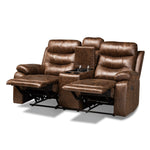 Load image into Gallery viewer, Baxton Studio Beasely Modern And Contemporary Distressed Brown Faux Leather Upholstered 2-Seater Reclining Loveseat
