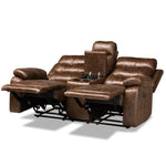 Load image into Gallery viewer, Baxton Studio Beasely Modern And Contemporary Distressed Brown Faux Leather Upholstered 2-Seater Reclining Loveseat
