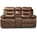 Load image into Gallery viewer, Baxton Studio Beasely Modern And Contemporary Distressed Brown Faux Leather Upholstered 2-Seater Reclining Loveseat
