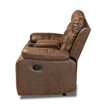 Load image into Gallery viewer, Baxton Studio Beasely Modern And Contemporary Distressed Brown Faux Leather Upholstered 2-Seater Reclining Loveseat
