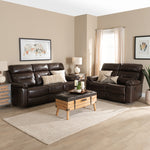 Load image into Gallery viewer, BAXTON STUDIO BYRON MODERN AND CONTEMPORARY DARK BROWN FAUX LEATHER UPHOLSTERED 2-PIECE RECLINING LIVING ROOM SET
