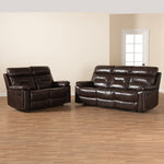 Load image into Gallery viewer, Baxton Studio Byron Modern And Contemporary Dark Brown Faux Leather Upholstered 2-Piece Reclining Living Room Set
