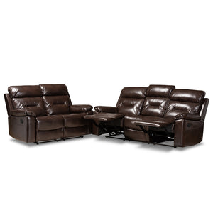 Baxton Studio Byron Modern And Contemporary Dark Brown Faux Leather Upholstered 2-Piece Reclining Living Room Set