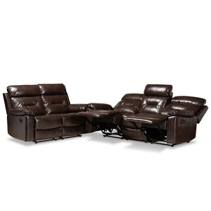 Baxton Studio Byron Modern And Contemporary Dark Brown Faux Leather Upholstered 2-Piece Reclining Living Room Set