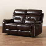 Load image into Gallery viewer, Baxton Studio Byron Modern And Contemporary Dark Brown Faux Leather Upholstered 2-Seater Reclining Loveseat
