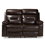 Load image into Gallery viewer, Baxton Studio Byron Modern And Contemporary Dark Brown Faux Leather Upholstered 2-Seater Reclining Loveseat
