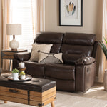 Load image into Gallery viewer, Baxton Studio Byron Modern And Contemporary Dark Brown Faux Leather Upholstered 2-Seater Reclining Loveseat
