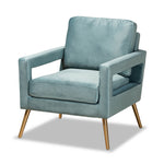 Load image into Gallery viewer, Baxton Studio Leland Glam and Luxe Velvet Fabric Upholstered and Gold Finished Armchair
