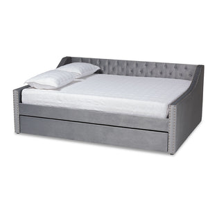 Baxton Studio Raphael Modern and Contemporary Velvet Fabric Upholstered Daybed with Trundle