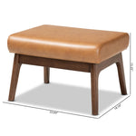 Load image into Gallery viewer, Baxton Studio Bianca Mid-Century Modern Walnut Brown Finished Wood And Tan Faux Leather Effect Ottoman
