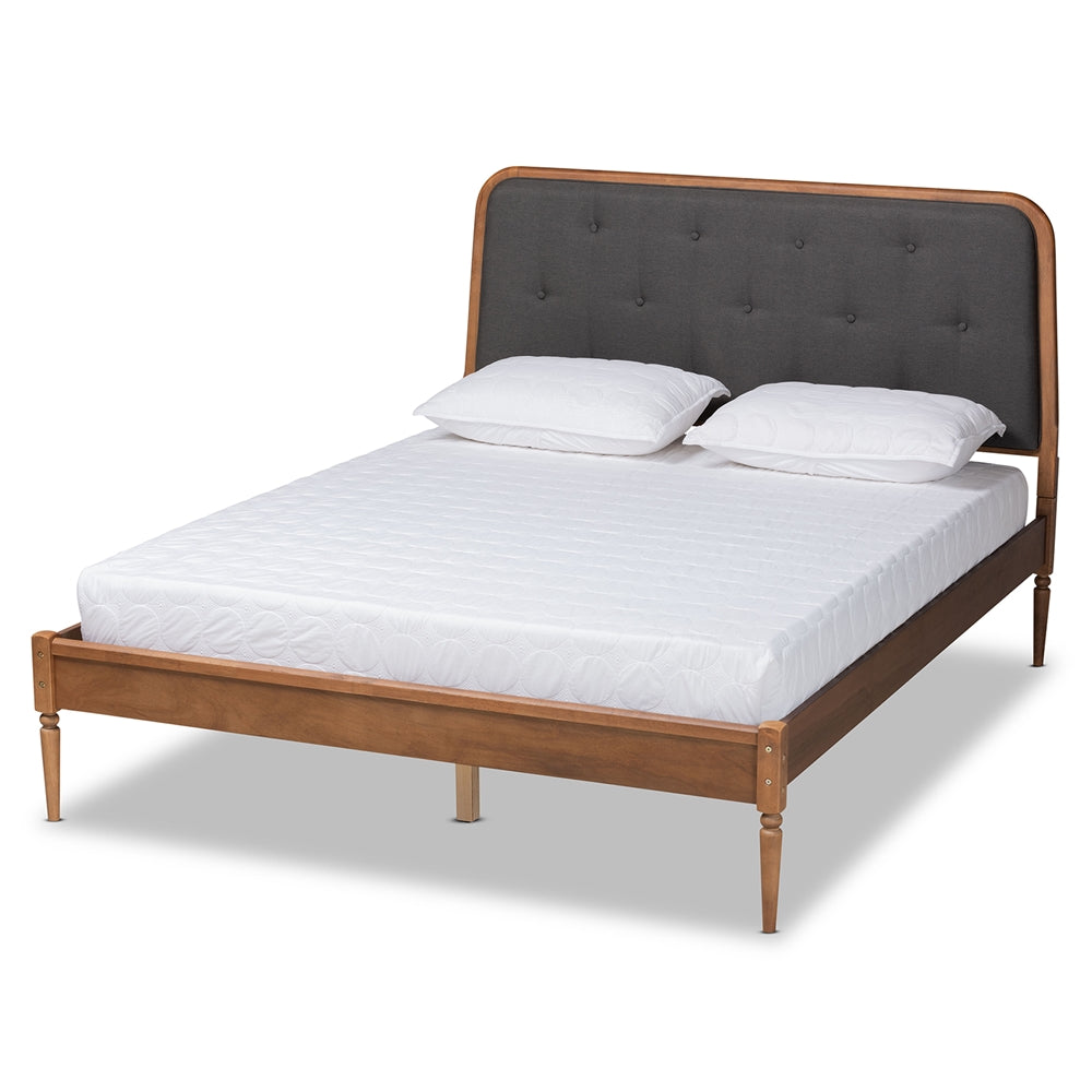 Baxton Studio Diantha Classic and Traditional Fabric Upholstered and Finished Wood Platform Bed