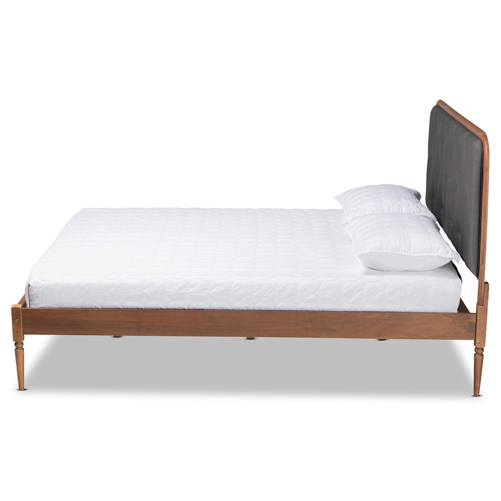 Baxton Studio Diantha Classic and Traditional Fabric Upholstered and Finished Wood Platform Bed