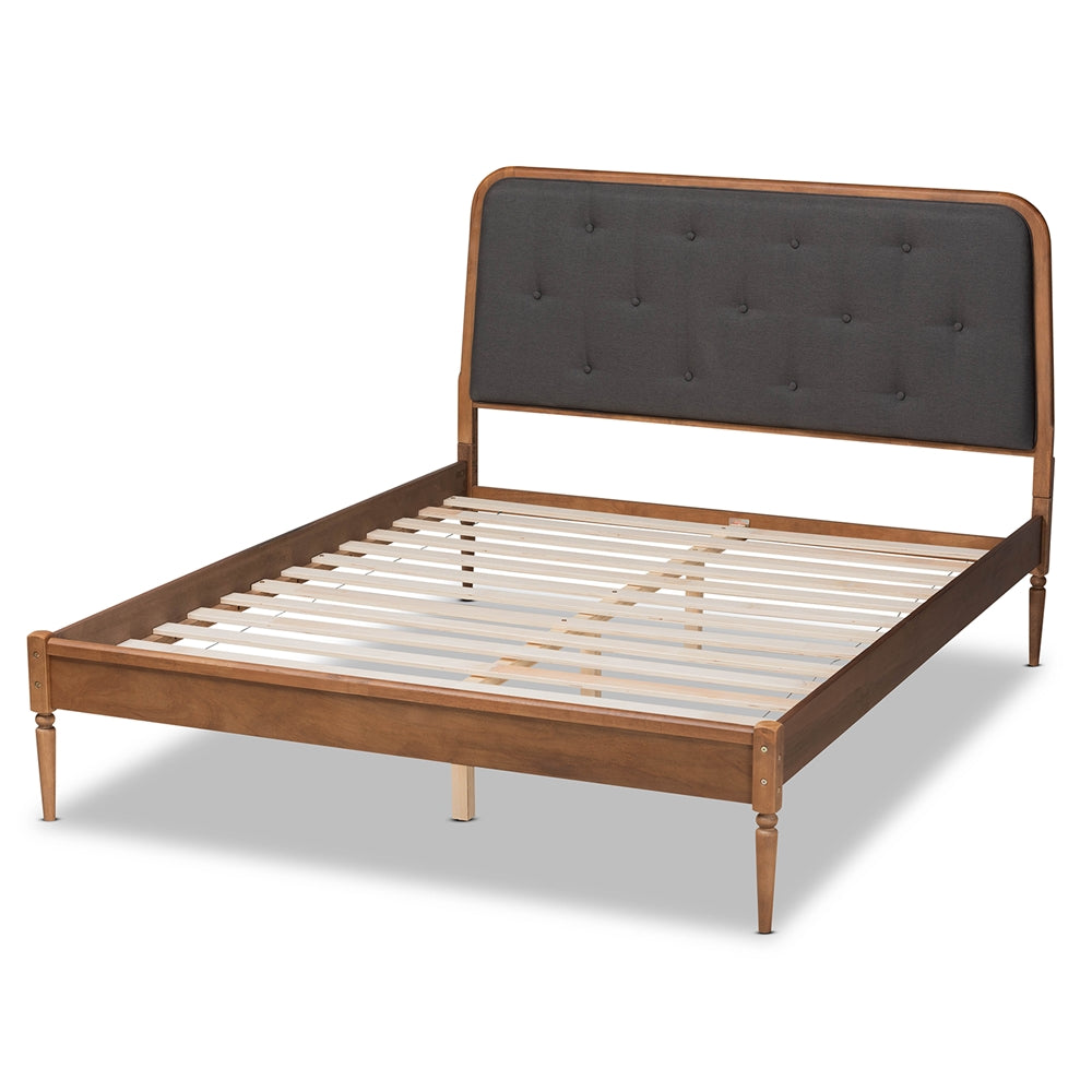 Baxton Studio Diantha Classic and Traditional Fabric Upholstered and Finished Wood Platform Bed