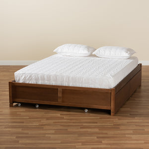 BAXTON STUDIO YARA MODERN AND CONTEMPORARY WALNUT BROWN FINISHED WOOD KING SIZE 4-DRAWER PLATFORM STORAGE BED FRAME