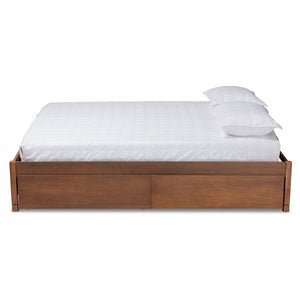 Baxton Studio Yara Modern And Contemporary Walnut Brown Finished Wood Queen Size 4-Drawer Platform Storage Bed Frame