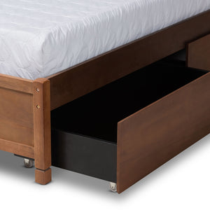 Baxton Studio Yara Modern And Contemporary Walnut Brown Finished Wood King Size 4-Drawer Platform Storage Bed Frame