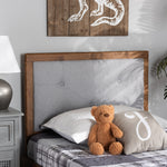 Load image into Gallery viewer, BAXTON STUDIO ABNER MODERN AND CONTEMPORARY TRANSITIONAL LIGHT GREY FABRIC UPHOLSTERED AND WALNUT BROWN FINISHED WOOD TWIN SIZE HEADBOARD
