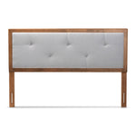 Load image into Gallery viewer, Baxton Studio Abner Modern And Contemporary Transitional Light Grey Fabric Upholstered And Walnut Brown Finished Wood Full Size Headboard
