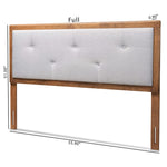 Load image into Gallery viewer, BAXTON STUDIO ABNER MODERN AND CONTEMPORARY TRANSITIONAL LIGHT GREY FABRIC UPHOLSTERED AND WALNUT BROWN FINISHED WOOD QUEEN SIZE HEADBOARD
