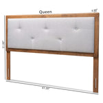 Load image into Gallery viewer, Baxton Studio Abner Modern And Contemporary Transitional Light Grey Fabric Upholstered And Walnut Brown Finished Wood Queen Size Headboard
