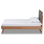 Load image into Gallery viewer, Baxton Studio Laima Mid-Century Modern Fabric Upholstered and Finished Wood Platform Bed
