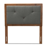 Load image into Gallery viewer, Baxton Studio Abner Modern And Contemporary Transitional Dark Grey Fabric Upholstered And Walnut Brown Finished Wood Twin Size Headboard
