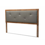 Load image into Gallery viewer, Baxton Studio Abner Modern And Contemporary Transitional Dark Grey Fabric Upholstered And Walnut Brown Finished Wood Full Size Headboard
