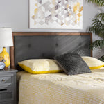 Load image into Gallery viewer, Baxton Studio Abner Modern And Contemporary Transitional Dark Grey Fabric Upholstered And Walnut Brown Finished Wood King Size Headboard
