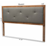 Load image into Gallery viewer, Baxton Studio Abner Modern And Contemporary Transitional Dark Grey Fabric Upholstered And Walnut Brown Finished Wood Queen Size Headboard
