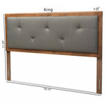 Load image into Gallery viewer, Baxton Studio Abner Modern And Contemporary Transitional Dark Grey Fabric Upholstered And Walnut Brown Finished Wood Full Size Headboard
