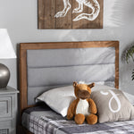 Load image into Gallery viewer, BAXTON STUDIO DEXTER MODERN AND CONTEMPORARY LIGHT GREY FABRIC UPHOLSTERED AND WALNUT BROWN FINISHED WOOD TWIN SIZE HEADBOARD
