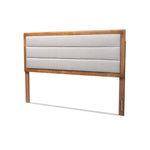 Load image into Gallery viewer, Baxton Studio Dexter Modern And Contemporary Light Grey Fabric Upholstered And Walnut Brown Finished Wood Queen Size Headboard
