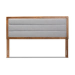 Load image into Gallery viewer, Baxton Studio Dexter Modern And Contemporary Light Grey Fabric Upholstered And Walnut Brown Finished Wood Queen Size Headboard
