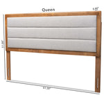 Load image into Gallery viewer, Baxton Studio Dexter Modern And Contemporary Light Grey Fabric Upholstered And Walnut Brown Finished Wood Queen Size Headboard
