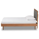 Load image into Gallery viewer, Baxton Studio Seren Mid-Century Modern Fabric Upholstered and Finished Wood Platform Bed
