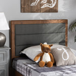 Load image into Gallery viewer, BAXTON STUDIO DEXTER MODERN AND CONTEMPORARY DARK GREY FABRIC UPHOLSTERED AND WALNUT BROWN FINISHED WOOD TWIN SIZE HEADBOARD
